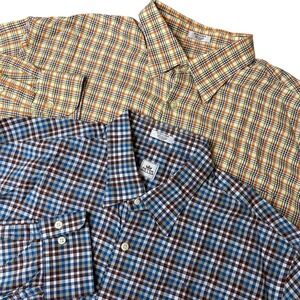 Peter Millar Plaid Button Up Shirts Long Sleeve Men XL Lot of 2 Blue Orange Barn
